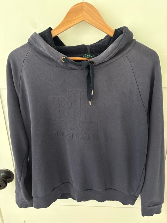 Ralph Lauren Tops - Ralph Lauren Navy RLL Embossed Hoodie. Size Medium.